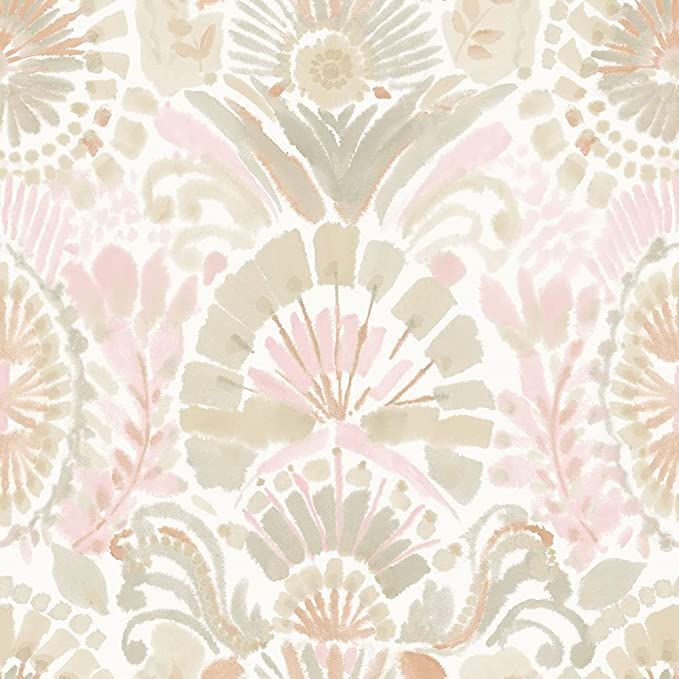 Tempaper Pink Bohemia Damask Removable Peel and Stick Wallpaper, 20.5 in X 16.5 ft, Made in The U... | Amazon (US)