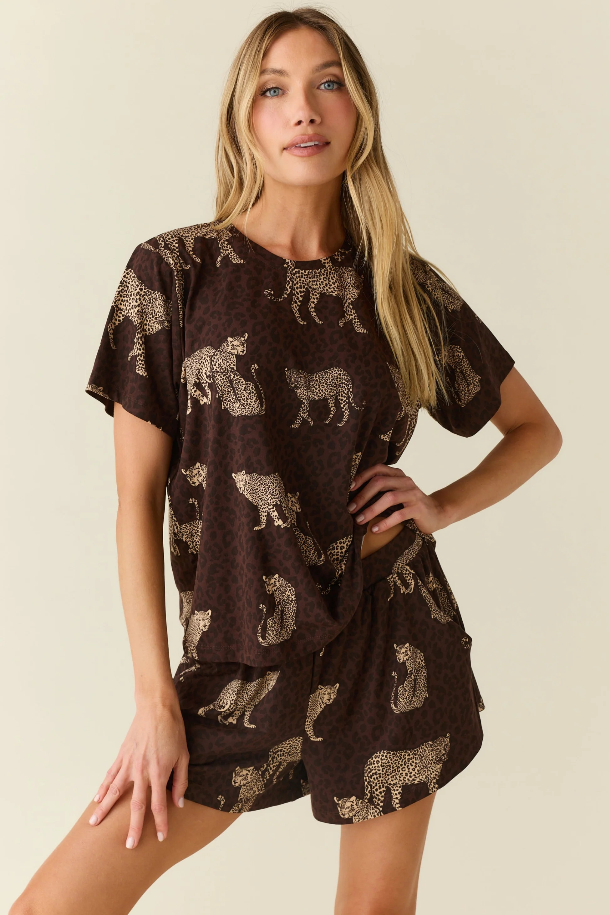 Taylor Cloud Jersey PJ Set in Savanna | MASONgrey