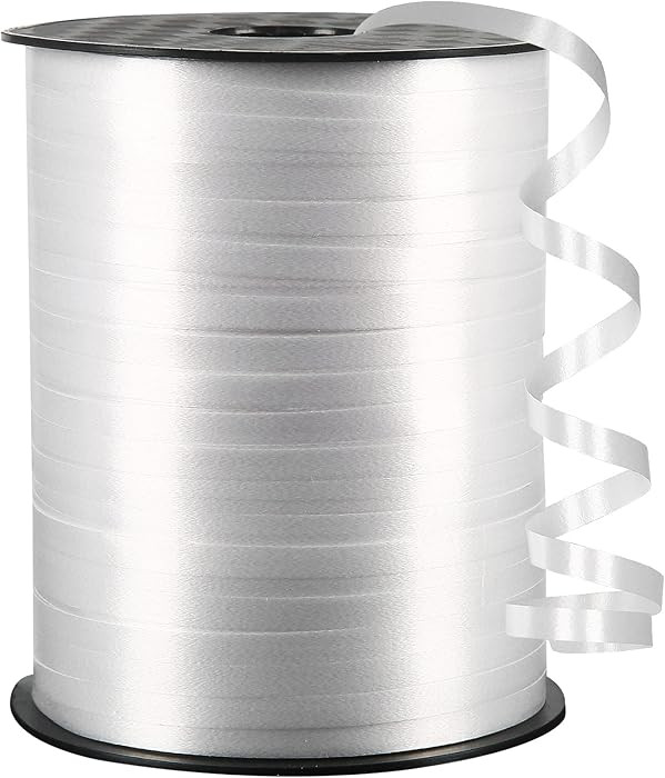 White Curling Ribbon, 500 Yard, 3/16" for Gift Wrapping, Balloon String, Baby Shower, Christmas | Amazon (US)