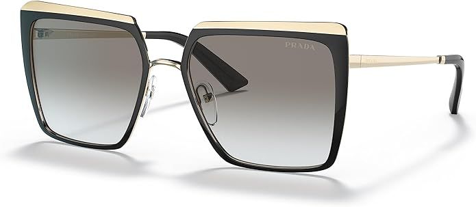 Prada PR 58WS AAV0A7 Black Pale Gold Metal Square Sunglasses Grey Gradient Lens | Amazon (US)