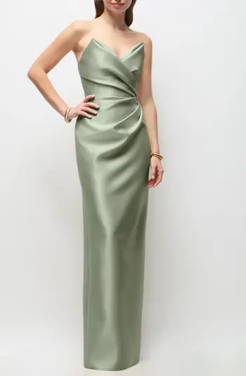 Rebecca Strapless Satin Column Gown | Nordstrom