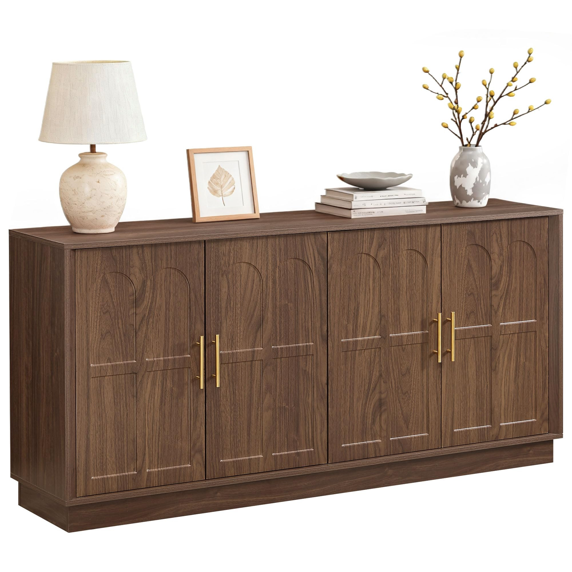 66.5" Sideboard Buffet Cabinet with Storage, Modern Credenza with Arched Doors, Large Wood Accent... | Amazon (US)