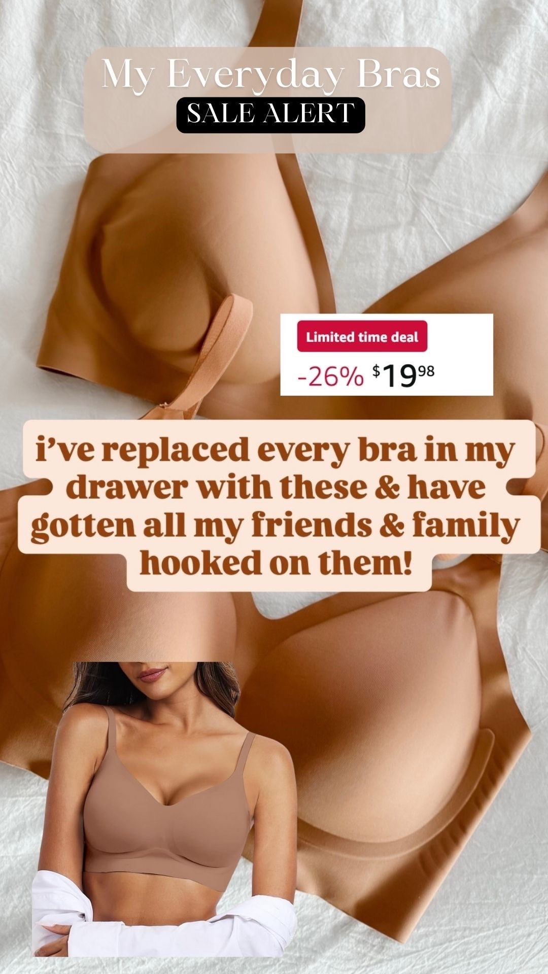 My favorite Amazon bras are on sale for a limited time today! These have no underwear and are smoothing across the back and underarms! They are incredibly supportive and comfortable to wear all day long! 

#LTKgrwm #LTKSaleAlert #LTKPetite