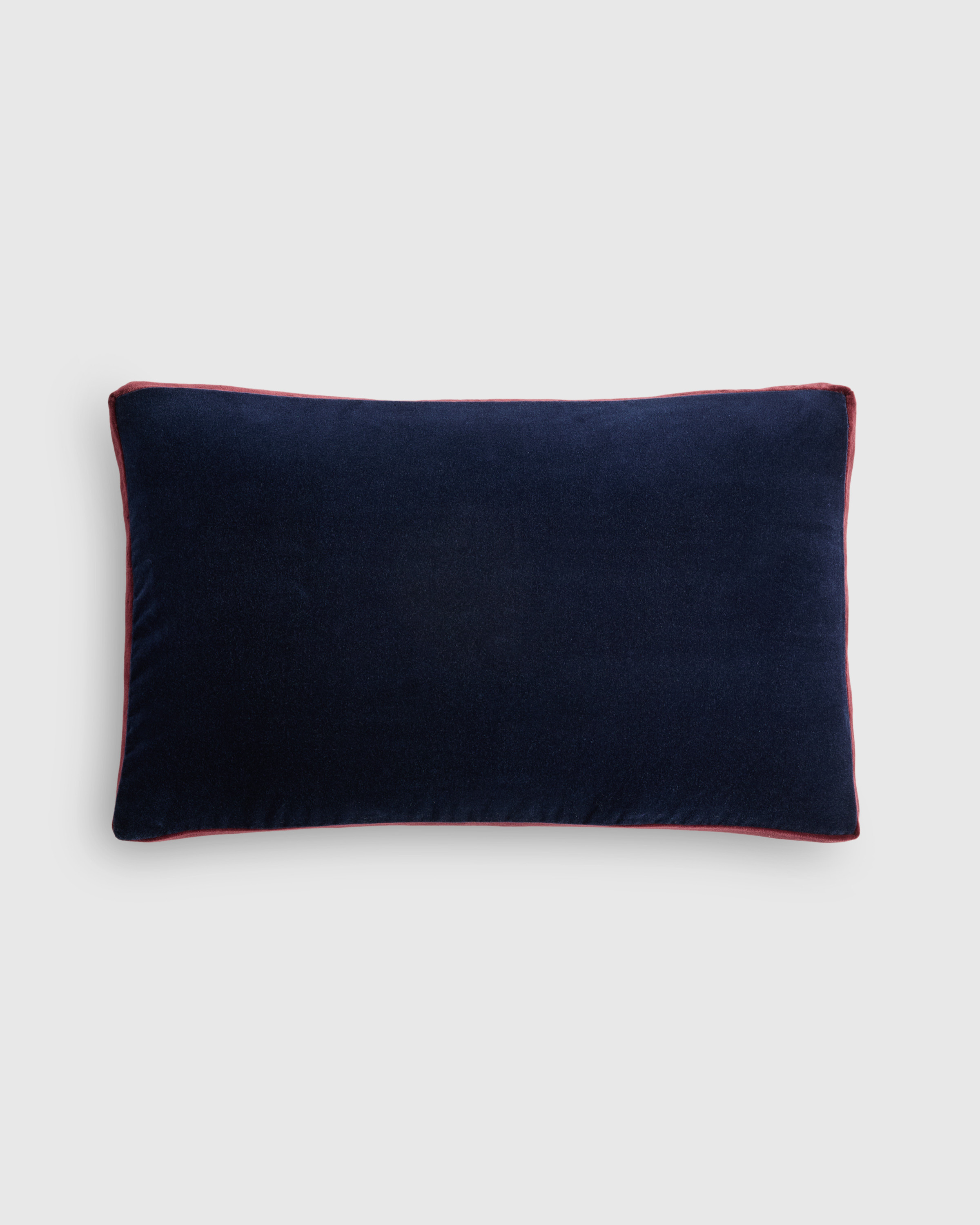 Quince | Contrast Velvet Edge Pillow Cover in Navy/Bordeaux, Size 12x20, Cotton Velvet | Quince