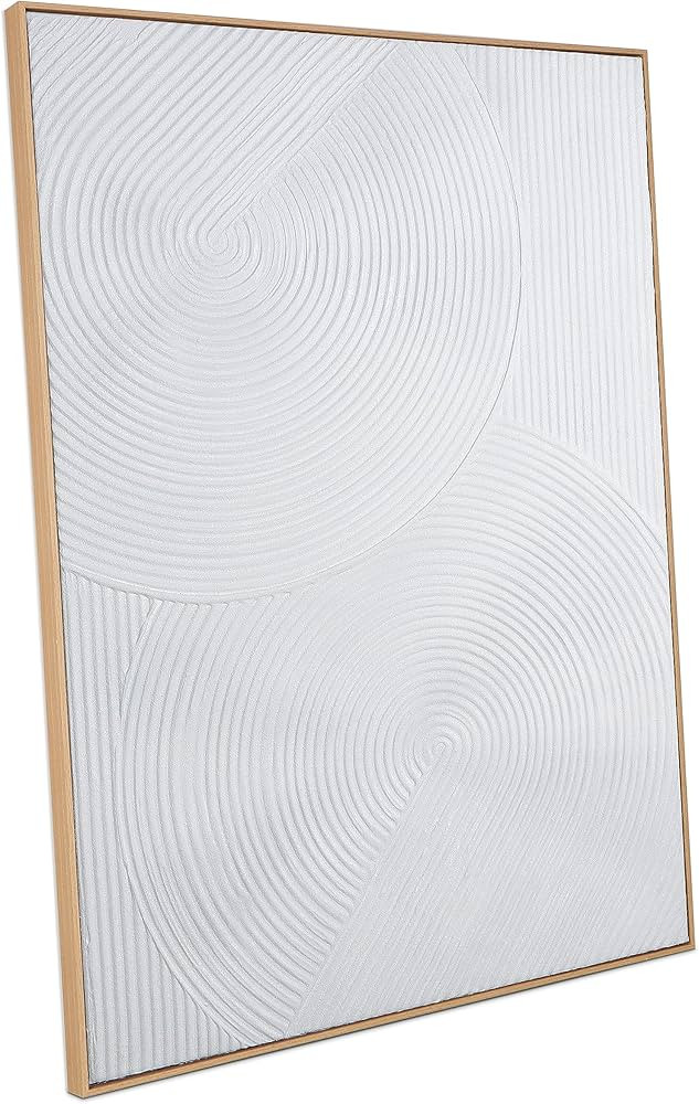 Zessonic Framed Abstract Wall Art for Living-room - Large White Geometric Line Spiral Abstract Ha... | Amazon (US)