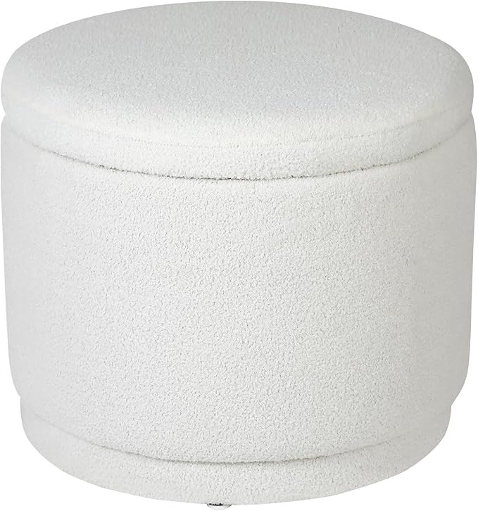 Joveco Round Storage Ottoman, Boucle Upholstered Storage Bench with Removable Top, Coffee Table F... | Amazon (US)