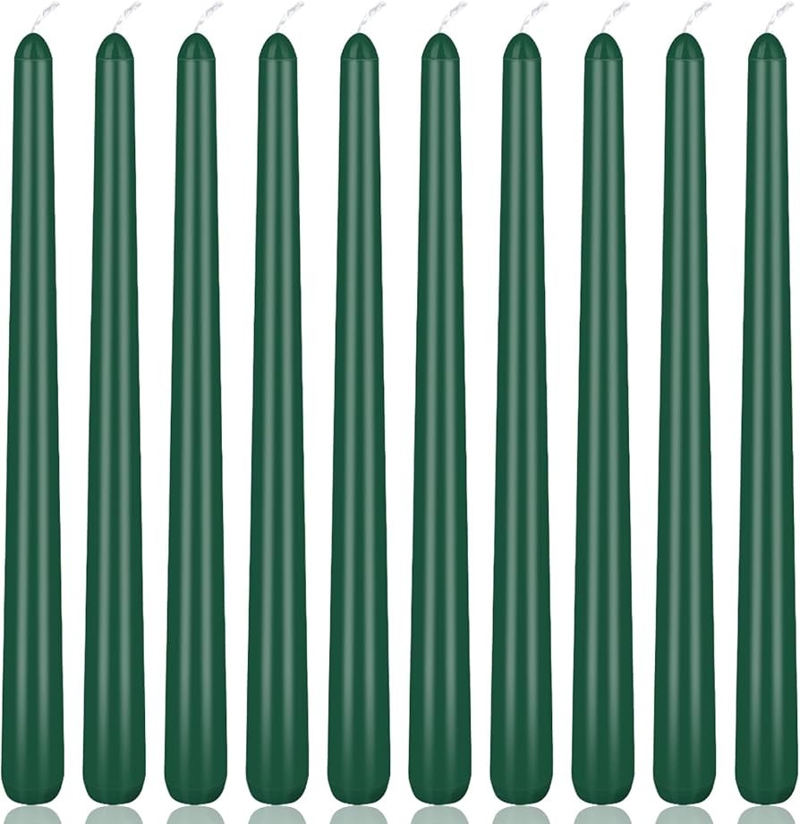 10 Inch Hunter-Green Taper Candles, 10 Pack Unscented Candlesticks for Christmas Spring Dinner We... | Amazon (US)
