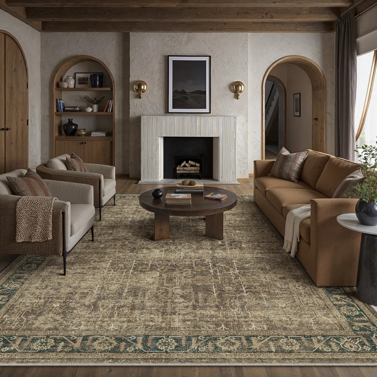 Vintage Classic Oriental Area Rug in Brown | Wayfair North America