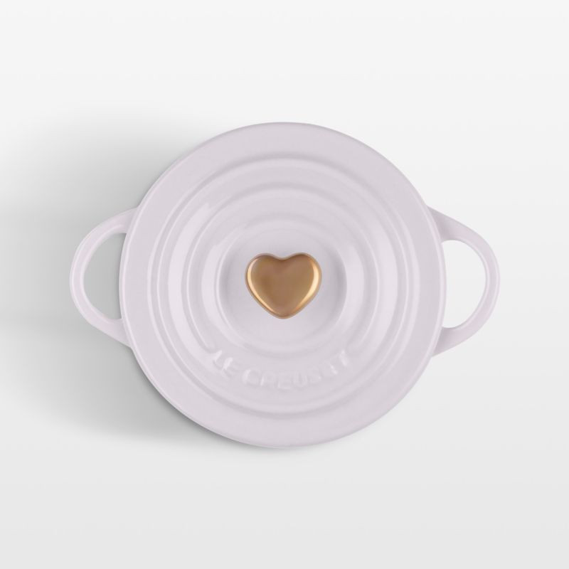 Le Creuset 8-oz Shallot Mini Heart Cocotte with Gold Heart Knob + Reviews | Crate & Barrel | Crate & Barrel