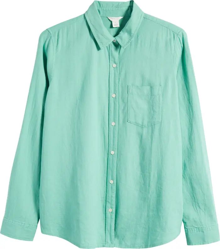 Casual Linen Blend Button-Up Shirt | Nordstrom