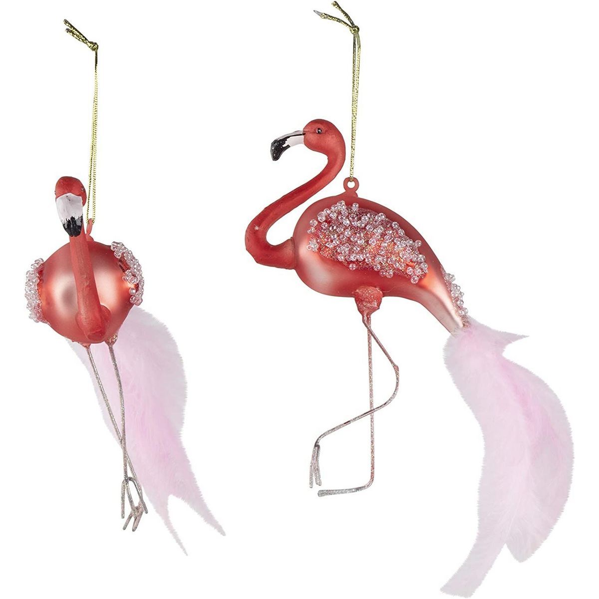 Juvale 2 Pack Pink Glass Flamingo Christmas Tree Ornament, Christmas Decorations Holiday Decor, 5... | Target