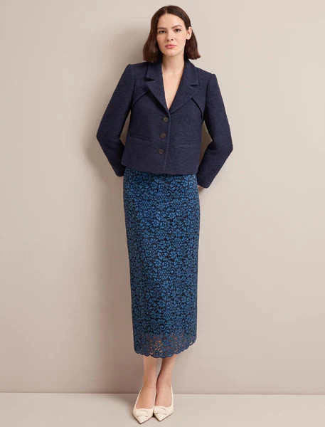 Jacquie Lace Maxi Skirt - Navy | Cefinn