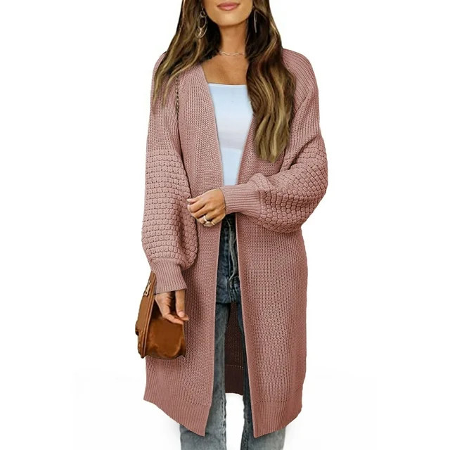 SHEWIN Womens Sweaters Cardigan Long Sleeve Chunky Cable Knit Cardigans Casual Stretchy Open Fron... | Walmart (US)