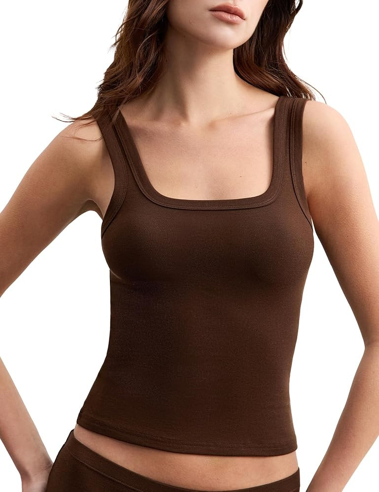 Women's Ultra-Lightweight Tencel Wool Tank Tops Square Neck Camisole Tops Going Out Top Summer Ou... | Amazon (US)