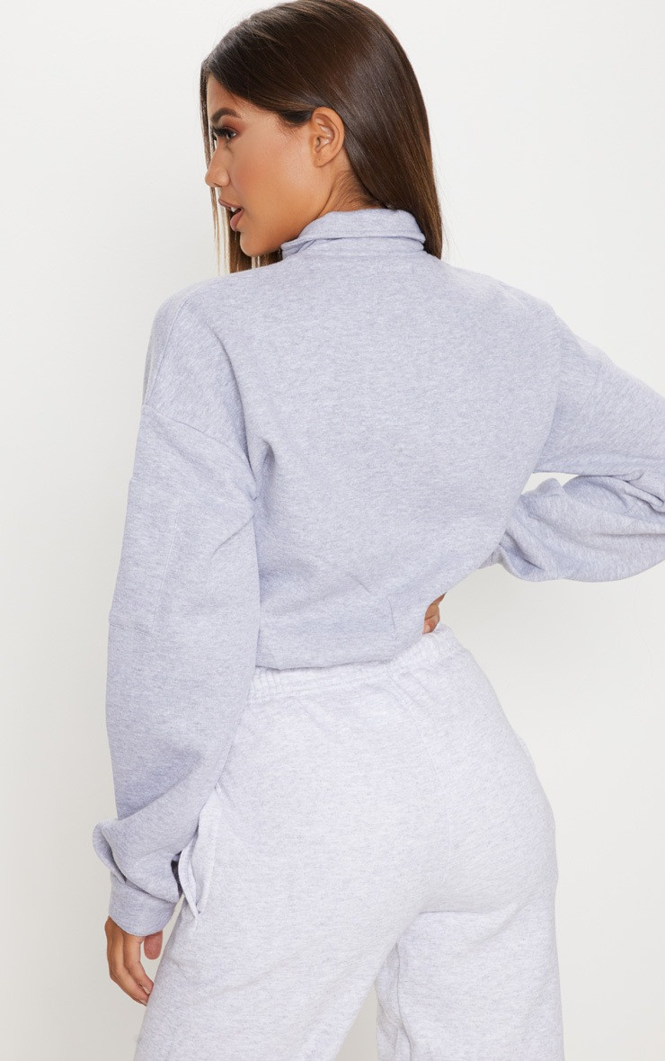Ash Grey Oversized Zip Front Sweat | PrettyLittleThing US