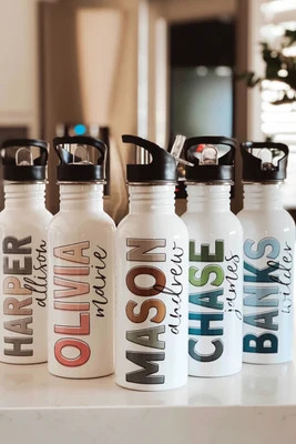 Personalized Kids Color Block Water Bottles | Caden Lane