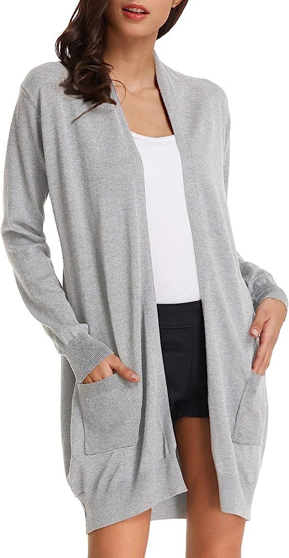 GRACE KARIN Essential Solid Open Front Long Knited Cardigan Sweater for Women | Amazon (US)