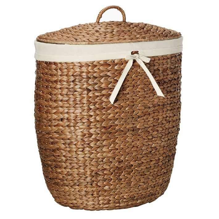 Curved Seagrass Lidded Hamper | West Elm (US)