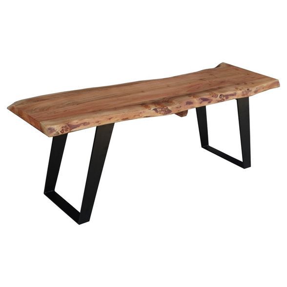 50" Solid Wood Live Edge Bench - Timbergirl | Target