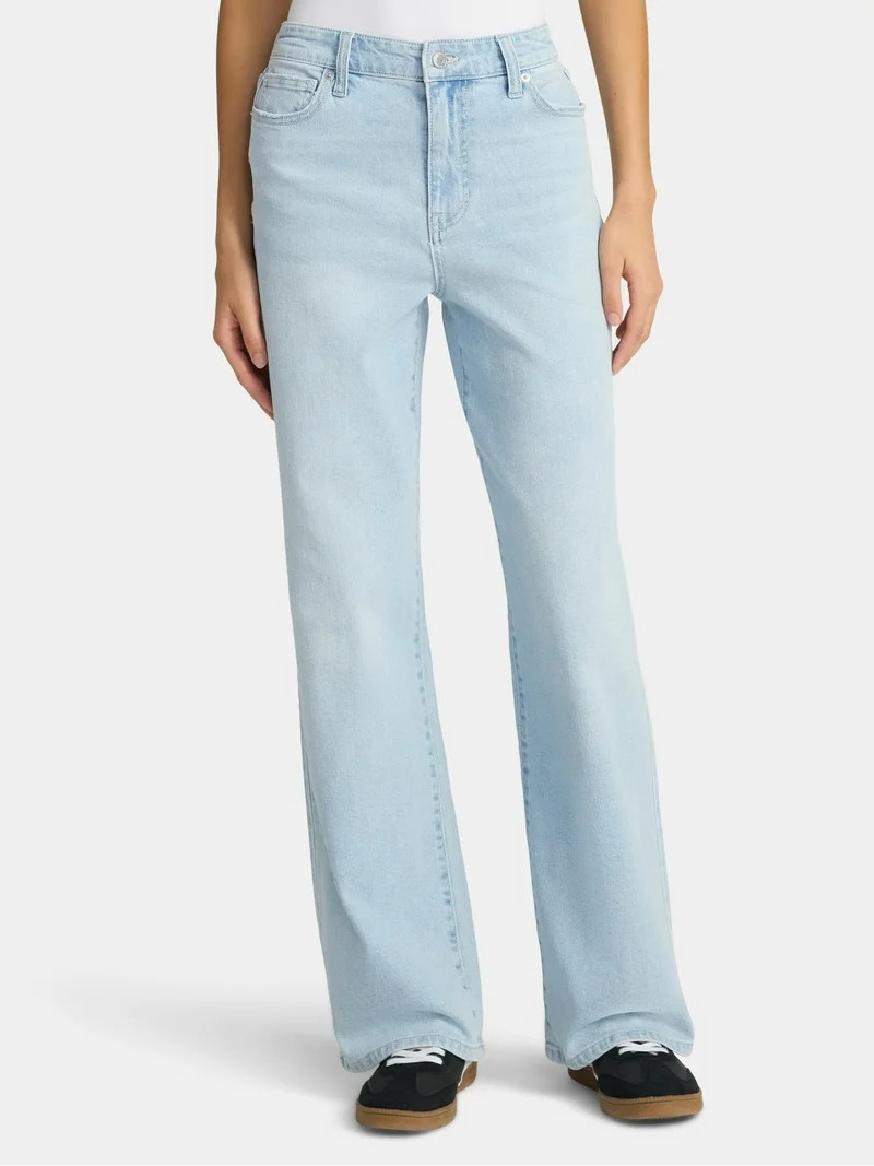 No Boundaries High Rise Baggy Wide Leg Jeans, 32'' Inseam, Women’s and Women's Plus - Walmart.c... | Walmart (US)