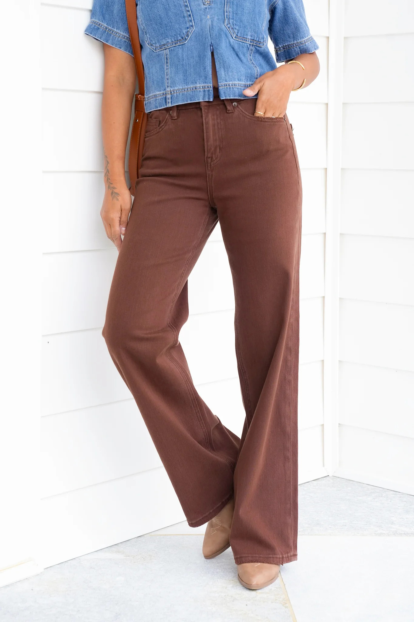 Mica High Rise Brown Wide Leg Jeans | Shop.app