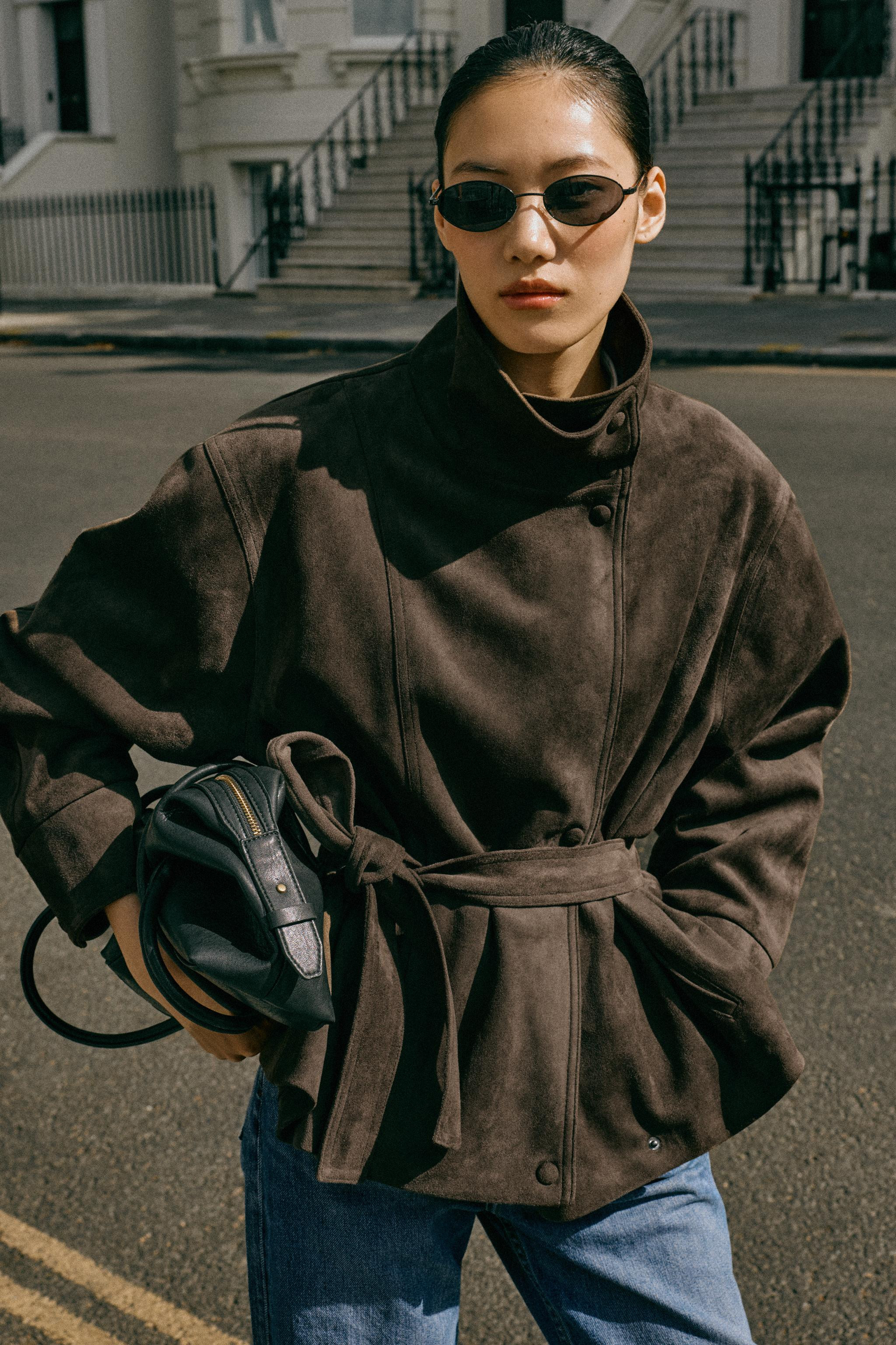 FAUX SUEDE BELTED JACKET | Zara US