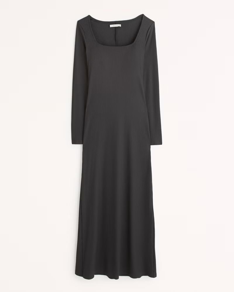 Long-Sleeve Knit Squareneck Maxi Dress | Abercrombie & Fitch (US)