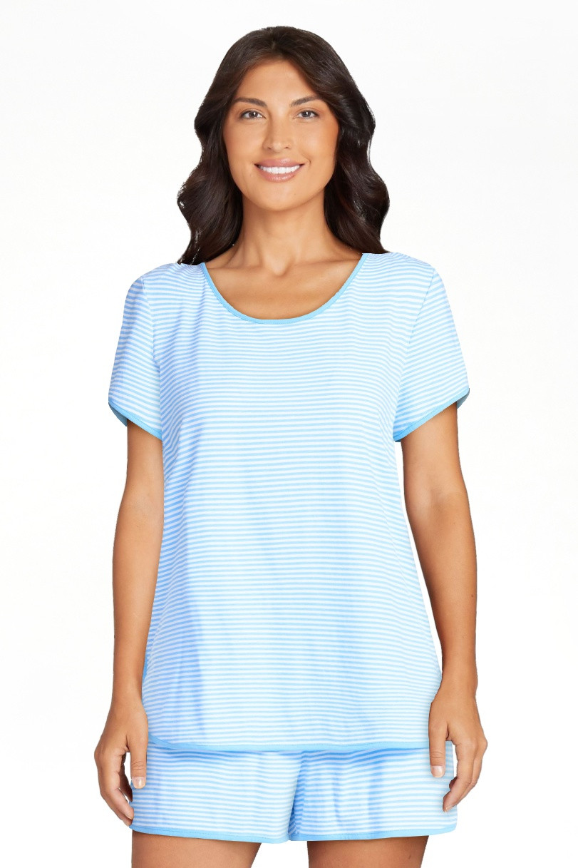 Joyspun Women's Lightweight Short Sleeve Sleep Tee and Shorts Set, 2-Piece, Sizes XS-3X | Walmart (US)