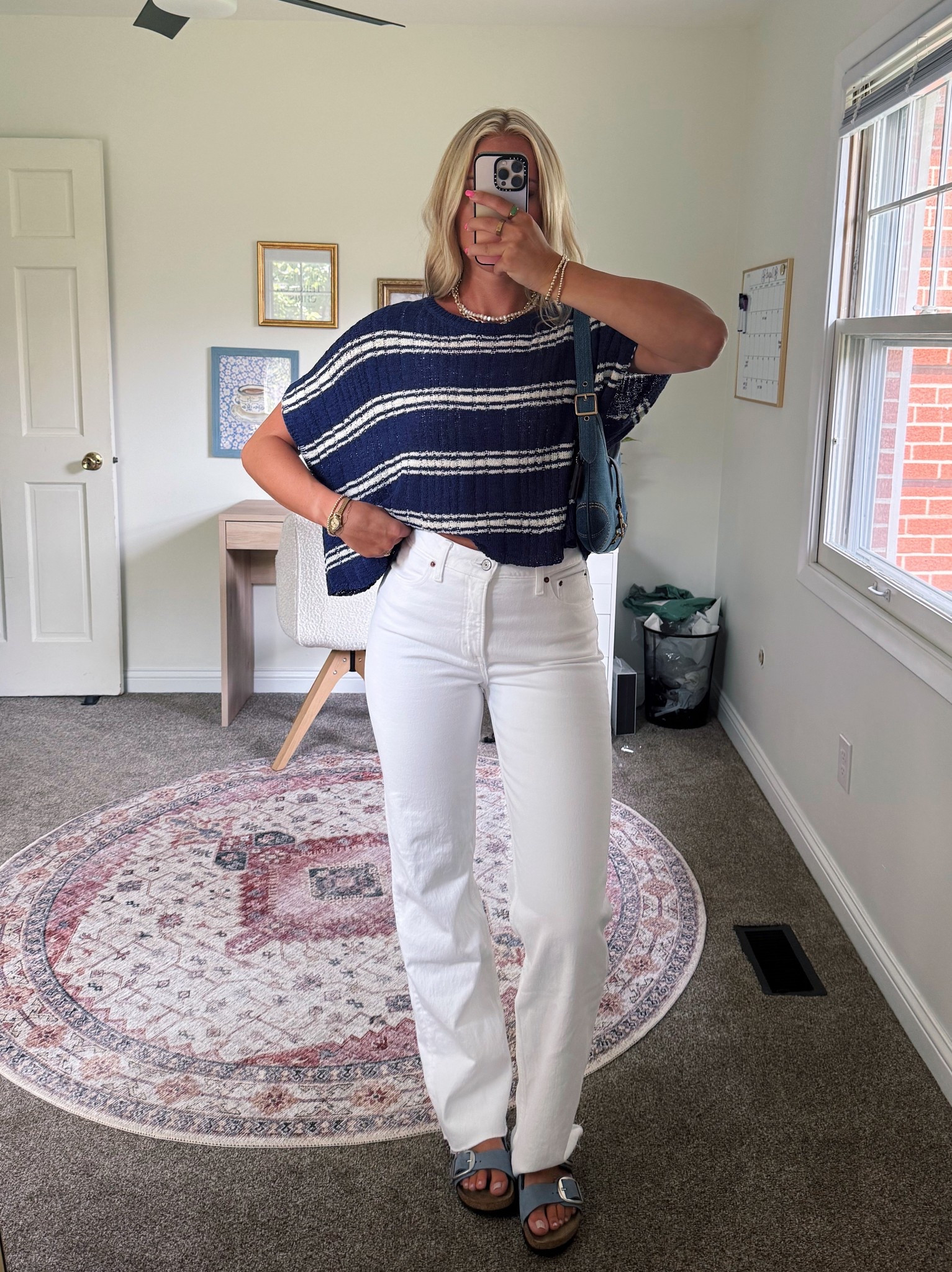 Top is launching at my store (Waterlilyclothing.com) Sunday and I’m wearing a small 🫐🤍🫐🤍 size 26L in the pants!