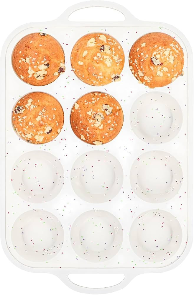 Silicone Muffin Pan for Baking with Metal Reinforced Frame, Nonstick Cupcake Pan 1 Pack Regular S... | Amazon (US)
