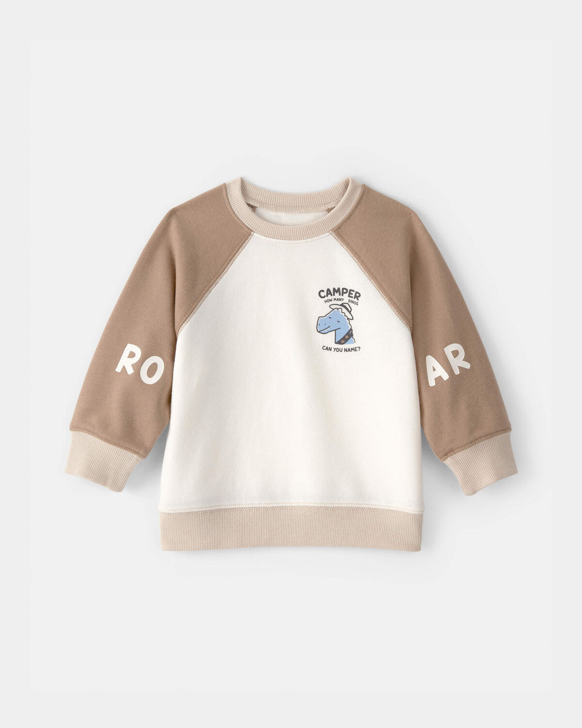 Baby Boy Dinosaur French Terry Pullover Sweatshirt - Brown/Ivory | Carter's | Carter's Inc
