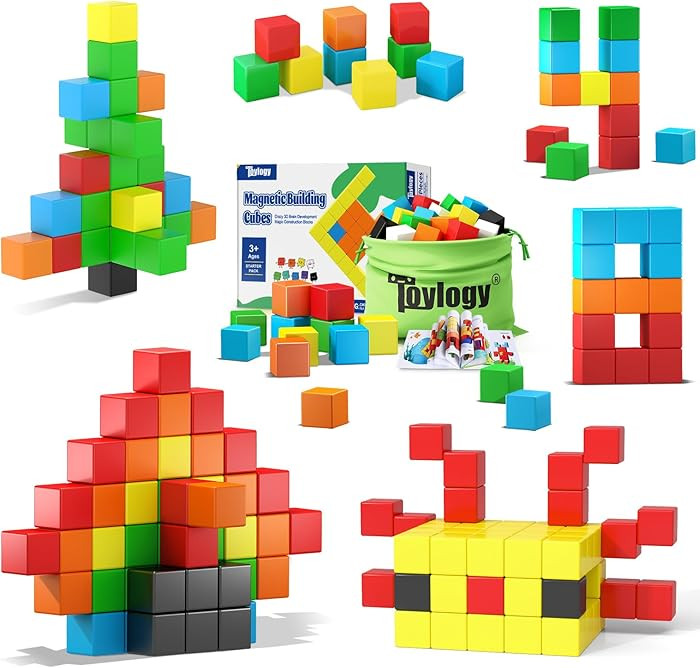 48PCS Magnetic Blocks for Toddlers Toys, Large Magnetic Cube Toy for Sensory STEM Education Presc... | Amazon (US)