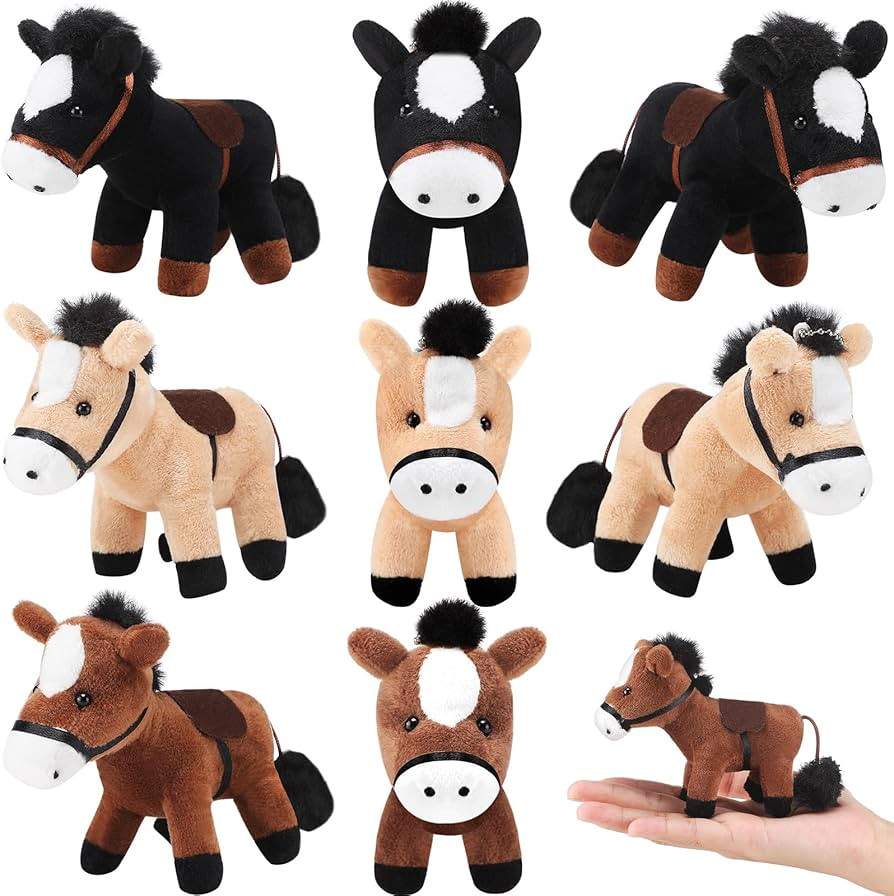 Zomiboo 9 Pack Horse Stuffed Animals Plush Toy Standing Stuffed Horse 4 Inch Mini Plush with Deta... | Amazon (US)