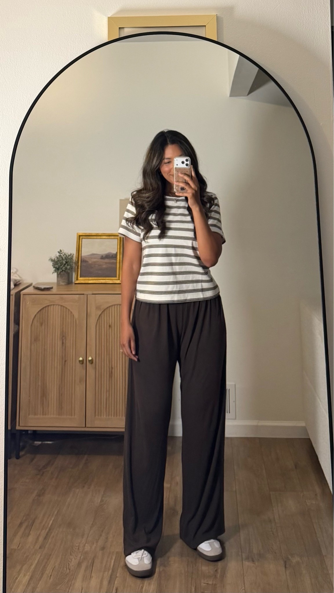 Aritzia interlock tee! Abercrombie lounge pants! Adidas sambas! Casual style- size medium tee- size medium long pants! The old navy heavy tee feels sooo similar to this aritizia tee

#LTKMidsize #LTKSaleAlert