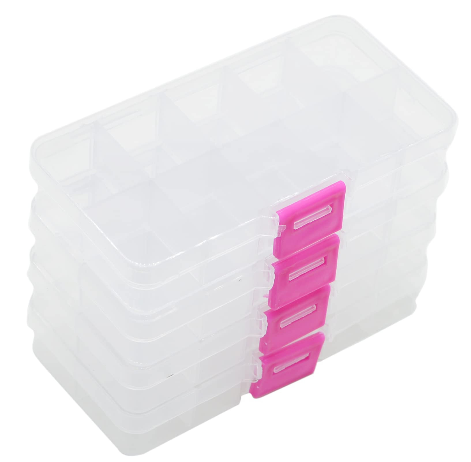 Yansanido 4 Pcs 10 Grids 5 Inch x 2.5 Inch Adjustable Small Removable Plastic Jewelry Organizer D... | Amazon (US)