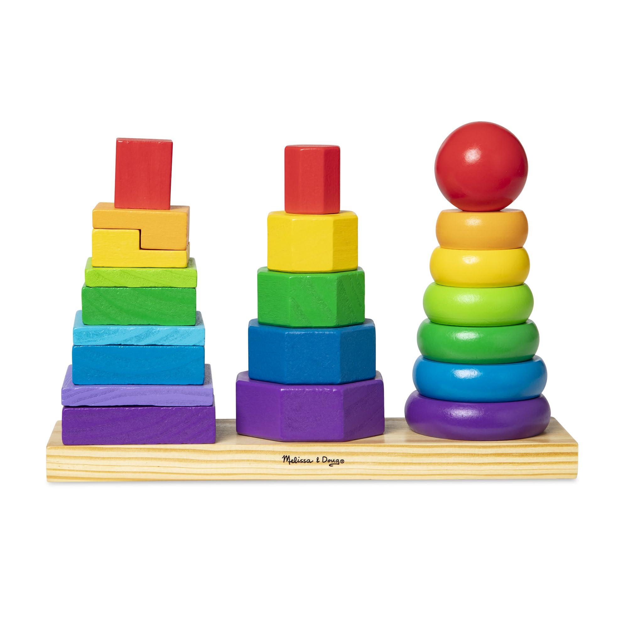 Melissa & Doug Geometric Stacker - Wooden Educational Toy,25 count(pack of 1) | Amazon (US)