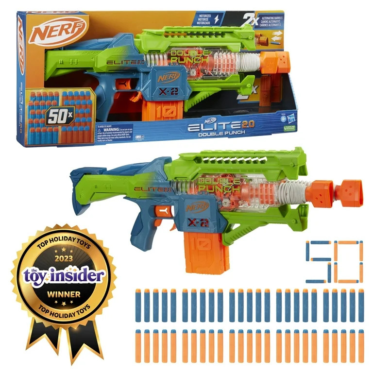 Nerf Elite 2.0 Double Punch Motorized Kids Toy Blaster with 50 Darts | Walmart (US)