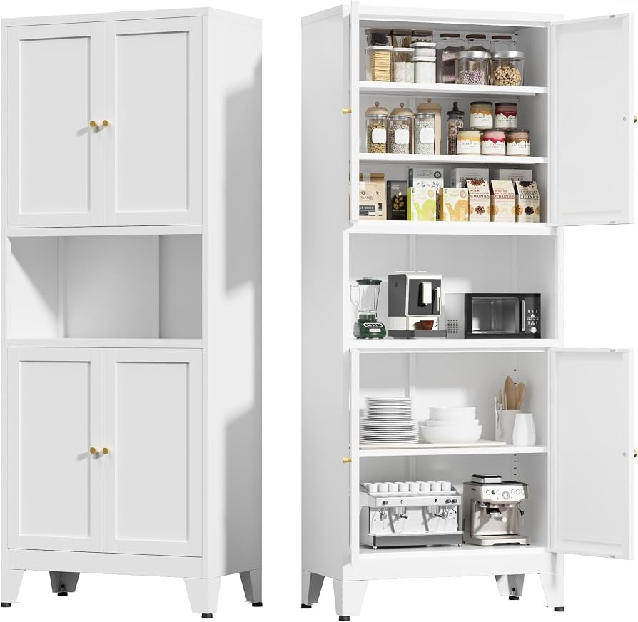COFaR 69" Tall Modern Kitchen Pantry,Metal Storage Cabinet with Adjustable Shelves,Pantry Cabinet... | Amazon (US)