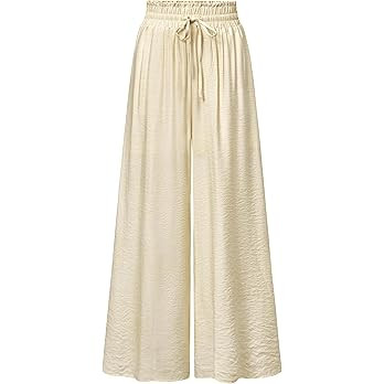 Arach&Cloz Summer Women's Linen Blend High Waisted Flowy Wide Leg Palazzo Casual Pants | Amazon (US)