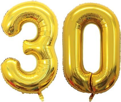 GOER 42 Inch Gold 30 Number Balloons,Jumbo Foil Helium Balloons for 30th Birthday Party Decoratio... | Amazon (US)