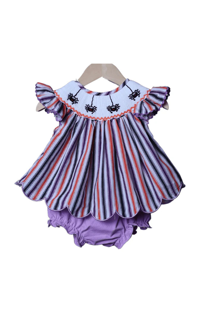 Smocked Silly Stripe Spider Bloomer Set | The Smocked Flamingo