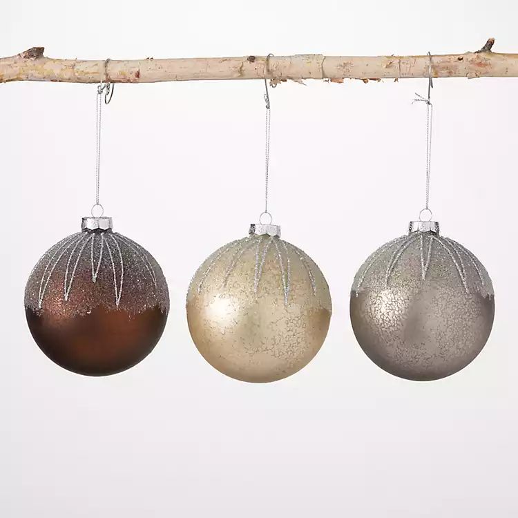 New! Multicolor Metallic Glass Ornaments, Set of 3 | Kirkland's Home