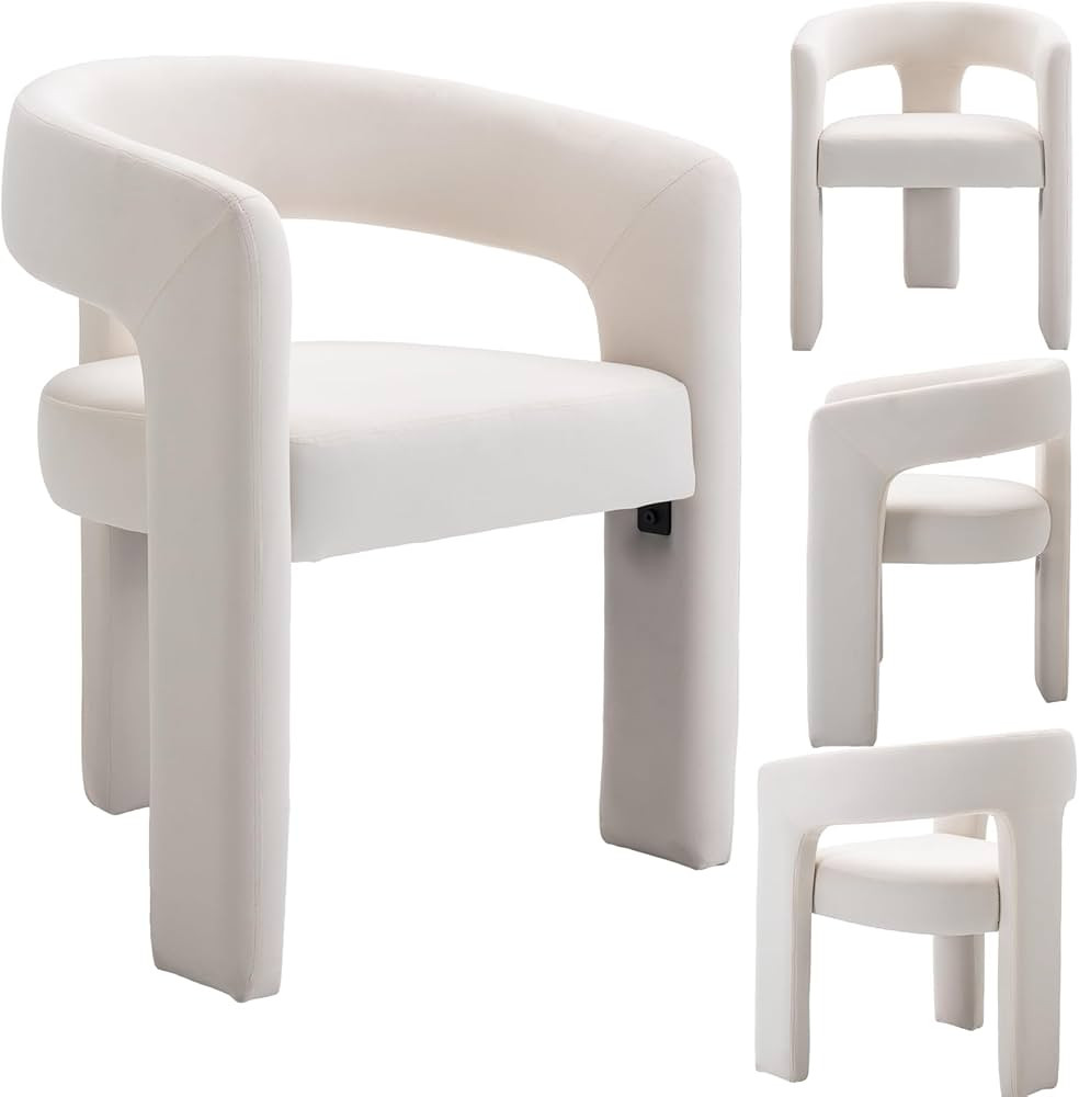 Modern Barrel Dining Chairs Set of 4, Upholstered Accent Kitchen Chair with Arms Comfy Velvet Sid... | Amazon (US)