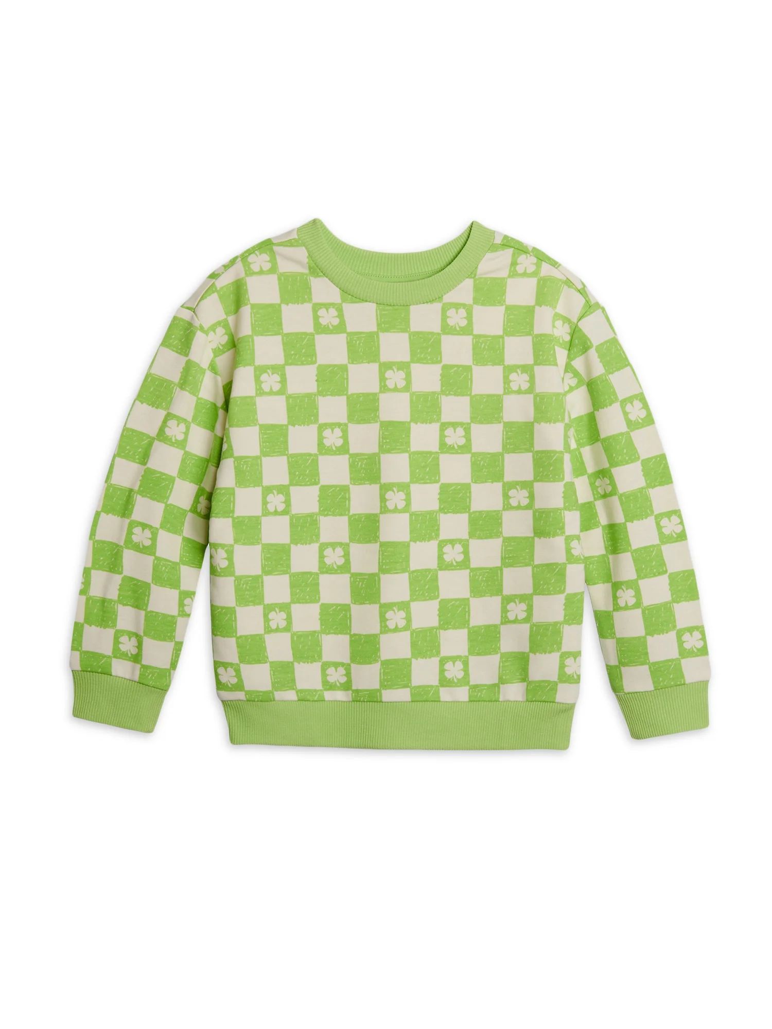 Wonder Nation Toddler St Patricks Day Checkered Crewneck Sweatshirt with Long Sleeves, Sizes 2T-5... | Walmart (US)