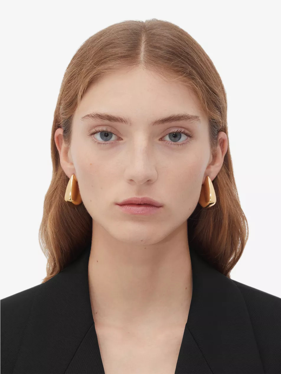 Fin 18ct yellow gold-plated sterling silver drop earrings | Selfridges