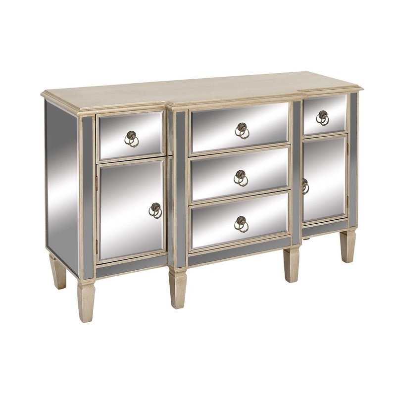 2 Door 5 Drawer Wood Mirror Accent Cabinet | Wayfair North America