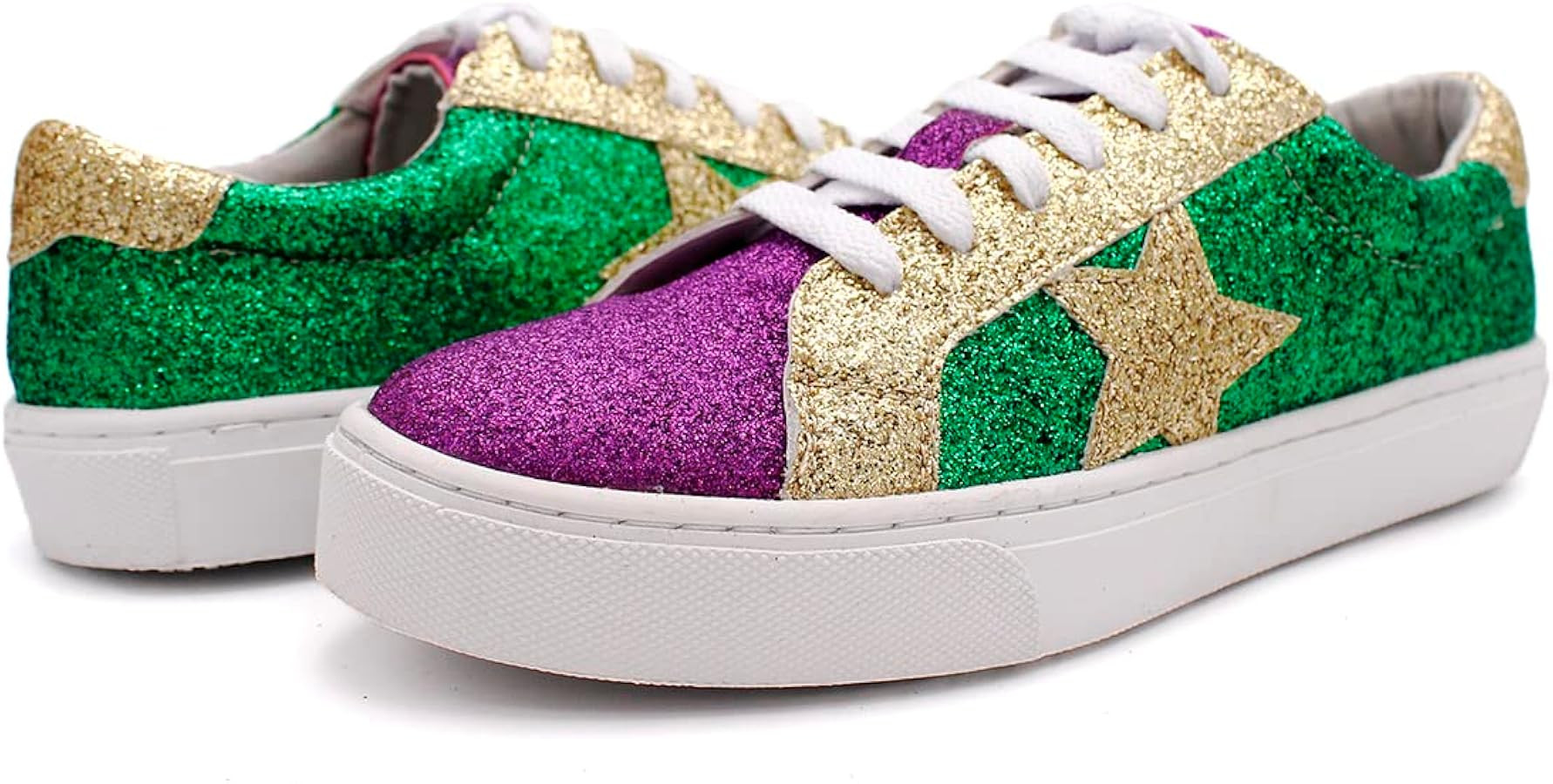 Laforst Mardi Gras Women's Glitter Nonslip Sneaker Shiny Sequin Shoes | Amazon (US)