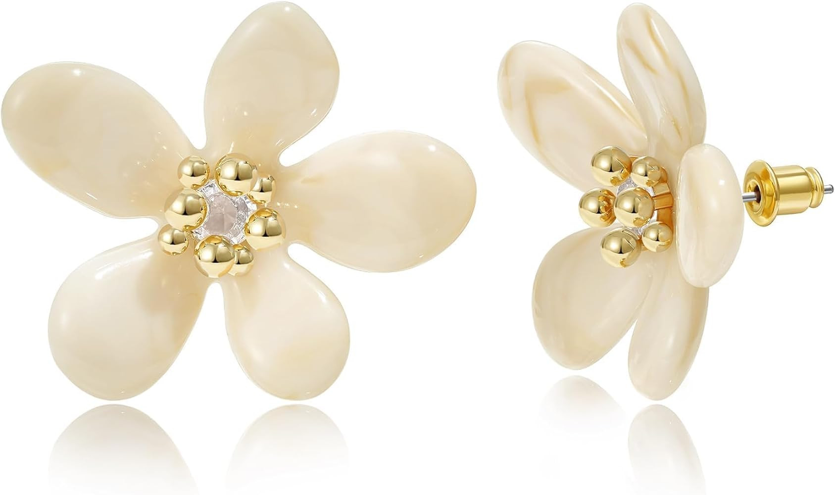 KELORIS PATH Resin Flower Stud Earrings for Women, Vintage Chunky Floral Acrylic Earrings, Lightw... | Amazon (US)