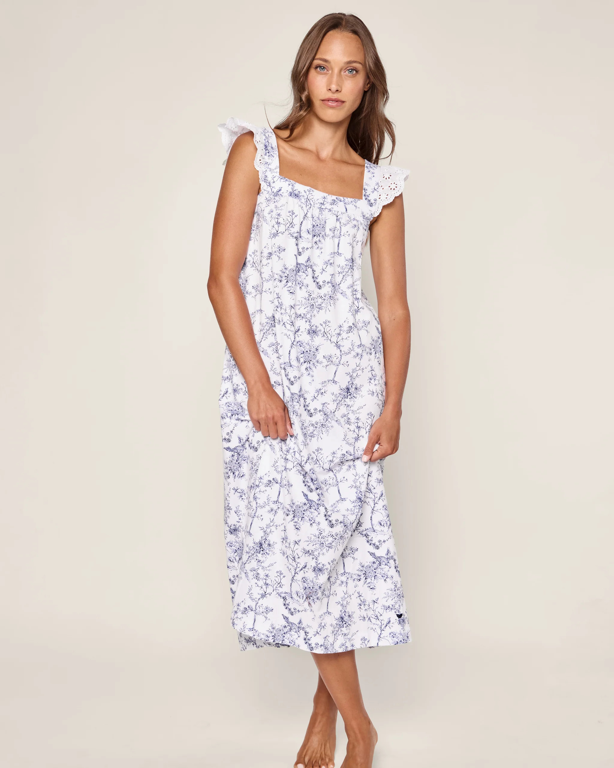 Women's Pima Clara Nightgown in Timeless Toile | Petite Plume