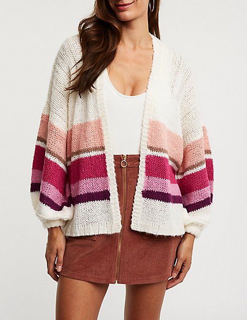 Striped Open Front Cardigan Chenille Open Front Cardigan Open Front Longline Cardigan Open Front Lon | Charlotte Russe